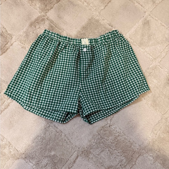 Pants - Green Gingham Women's Shorts